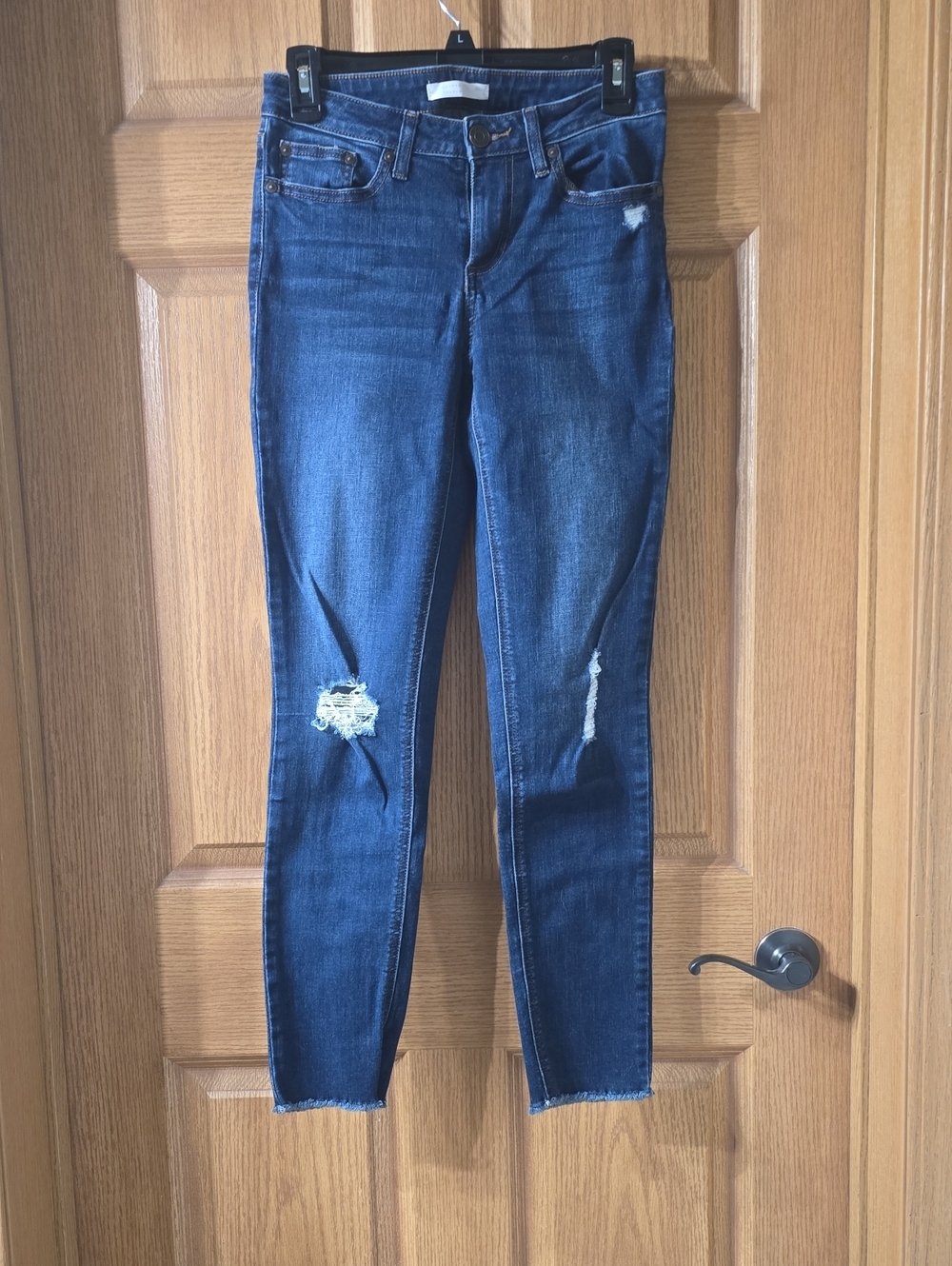 LC Lauren Conrad Indigo Skinny Jeans with Distressed Knees